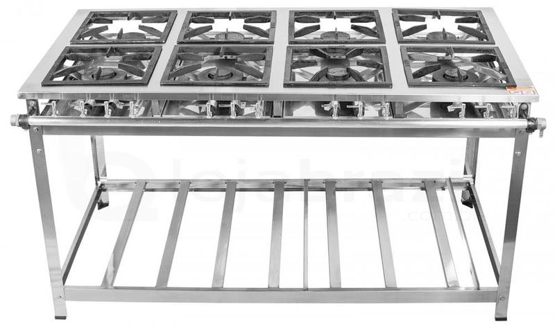 Imagem de Fogão Industrial 8 Bocas 30x30 Baixa Pressão P7 em Aço Inox