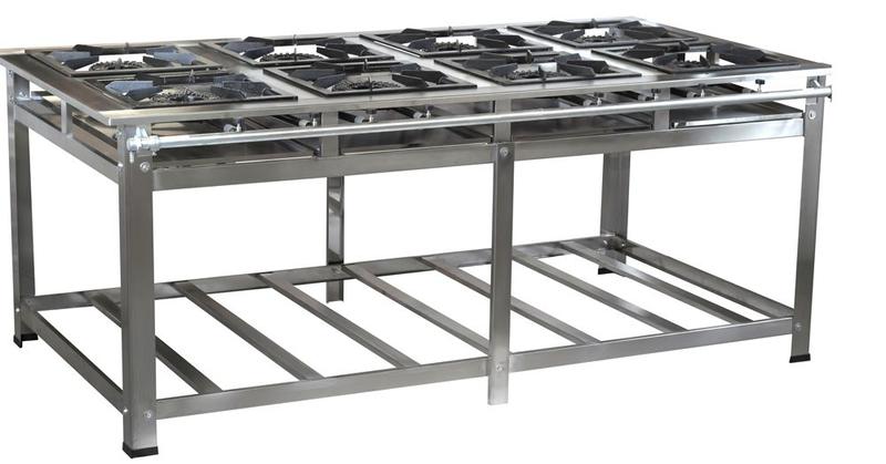 Fogão Industrial 8 Bocas 40x40 Alta Pressão P9 em Aço Inox - CRISTAL AÇO Imagem de Fogão Industrial 8 Bocas 40x40 Alta Pressão P9 em Aço Inox