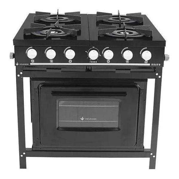 Imagem de Fogao Industrial A Gas 4 Bocas Br-4bf Bravo Com Forno Preto - Venancio