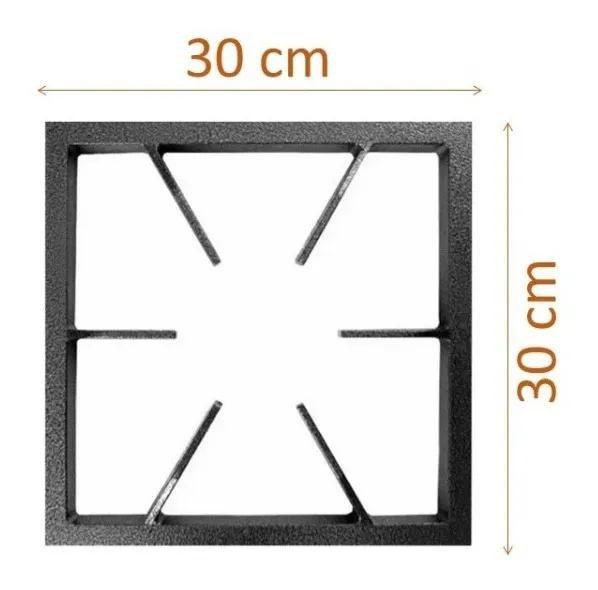 Imagem de Fogão Industrial Baixa Pressão 2 Bocas Mesa Chama Dupla Perfil 5 Grelhas 30x30 Ferro Fundido Metalfour