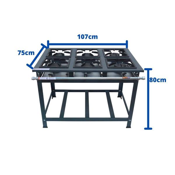 Imagem de Fogão Industrial de Piso 6 Bocas Alta Pressão P5 Metalfour