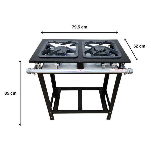 Imagem de Fogão Industrial Diamond 2 bocas 1QS e 1QD Baixa Pressão Perfil 7 Cefaz