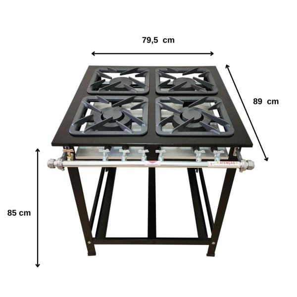 Imagem de Fogão Industrial Gold 4 Bocas 2QS 2QD Baixa Pressão Perfil 7 Cefaz