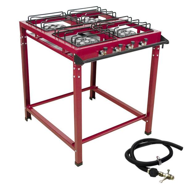 Fogão Industrial Grande 4 Bocas Alta Pressão Roa Mangueira - Roa - Linha Vinho Imagem de Fogão Industrial Grande 4 Bocas Alta Pressão Roa Mangueira