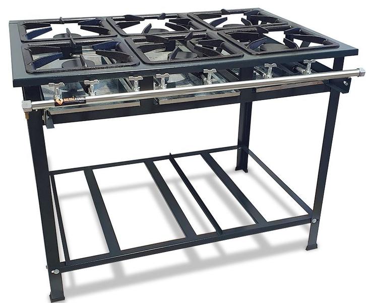 Fogão Industrial P5 6 Bocas Baixa Pressão 6QS - MetalFour Imagem de Fogão Industrial P5 6 Bocas Baixa Pressão 6QS - MetalFour