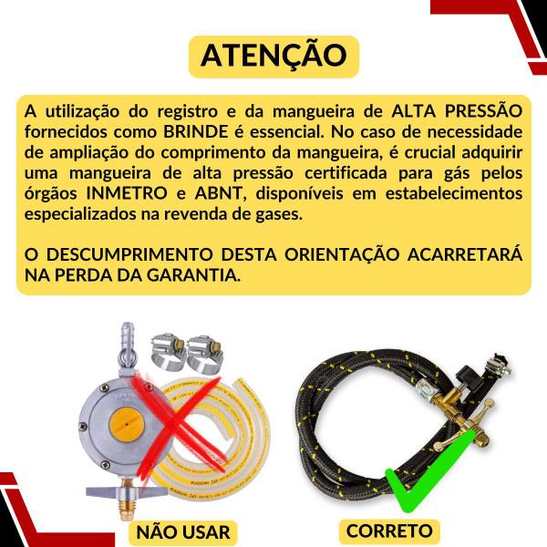 Imagem de Fogão Industrial Total Inox 6 Bocas Caulim Alta Pressão 30x30 Cozinha Gourmet