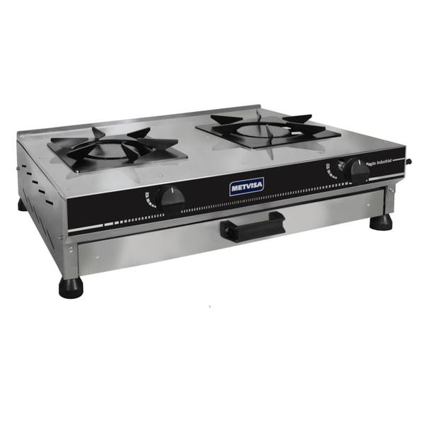 Fogão Indutrial 2 Bocas de Mesa Inox a gás 79x56cm Metvisa - FGIM2B Imagem de Fogão Indutrial 2 Bocas de Mesa Inox a gás 79x56cm Metvisa - FGIM2B