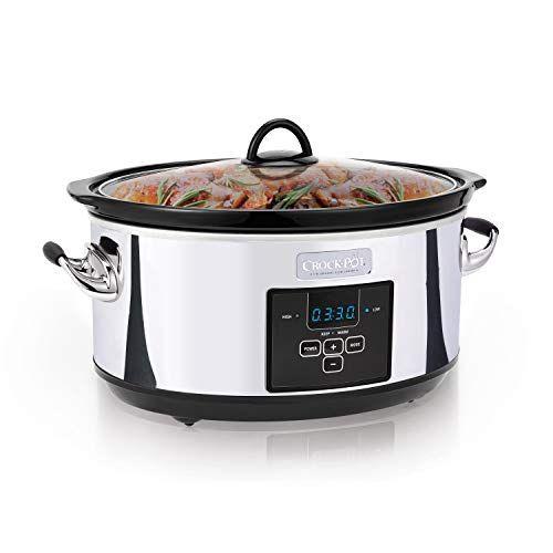 Imagem de Fogão lento Crockpot 7 Quart com controles programáveis e temporizador digital, platina polida