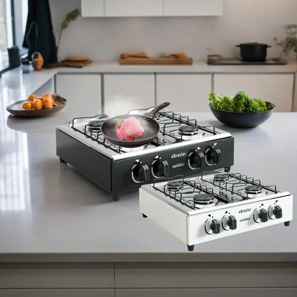 Imagem de Fogão Mesa Cooktop Portátil A Gás Botijão 4 Bocas Camping