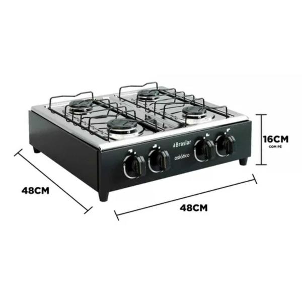 Imagem de Fogão Mesa Cooktop Portátil A Gás Botijão 4 Bocas Camping