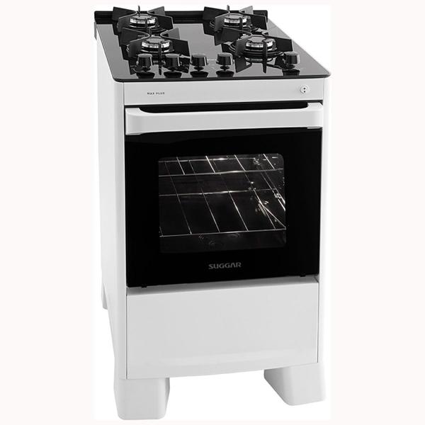 Imagem de Fogão Mesa de Vidro 4 Queimadores Max Plus Suggar Bivolt Branco