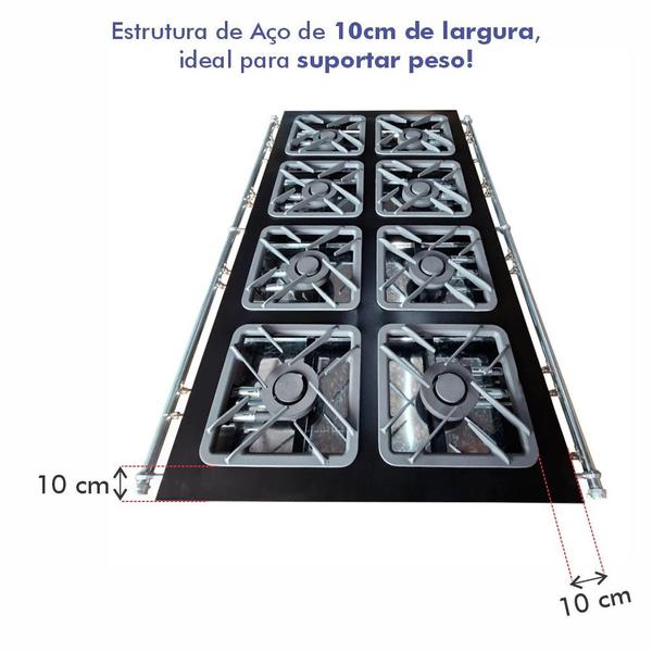 Imagem de Fogão para Cozinha Indsutrial 8 Bocas Queimado com Chama Dupla 40 cm Sebem