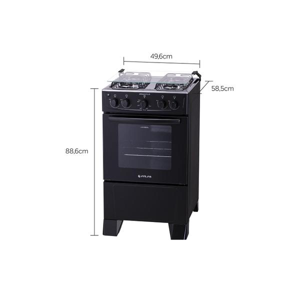 Imagem de Fogao piso atlas 4 bocas monaco plus preto c/ forno 50l