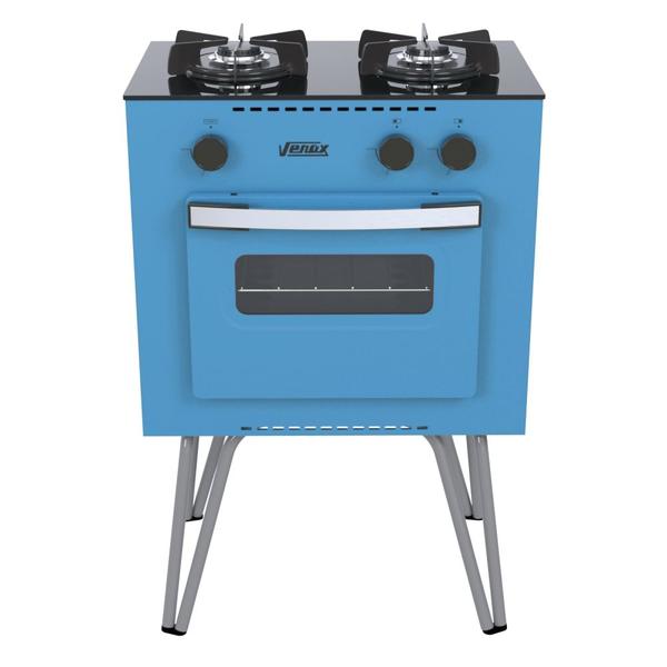 Imagem de Fogão Portátil 2 Bocas Venax Mini Cook a Gas Azul