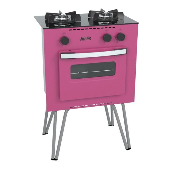 Imagem de Fogão Portátil 2 Bocas Venax Mini Cook Mesa de Vidro Rosa