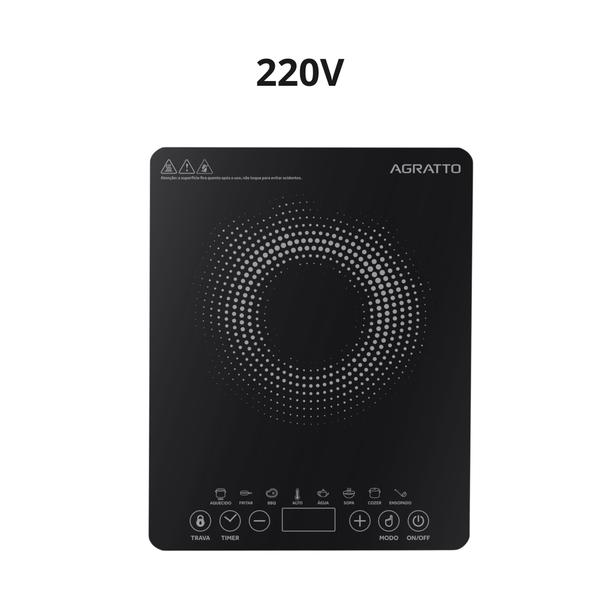 Imagem de Fogão Portátil Elétrico Touch Cooktop Indução ACKI01I - 02 Preto 1 Boca 1200W 220V AGRATTO 14465