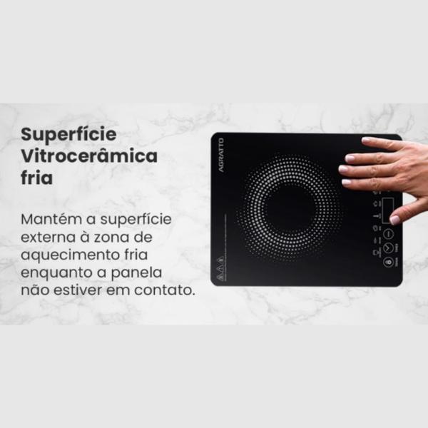 Imagem de Fogão Portátil Elétrico Touch Cooktop Indução ACKI01I - 02 Preto 1 Boca 1200W AGRATTO