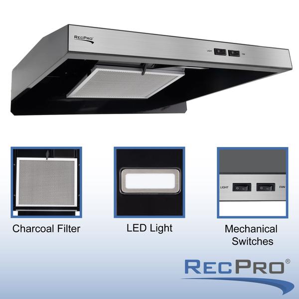 Imagem de Fogão RV Range Hood Vent RecPro 22 cm com exaustor de luz