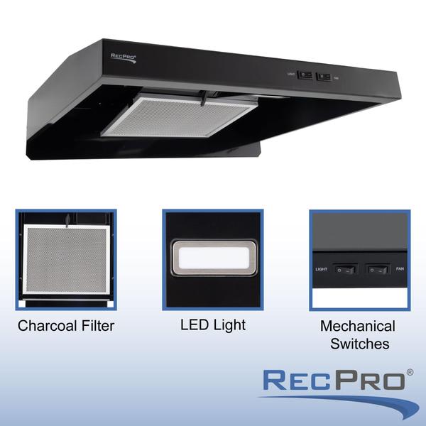 Imagem de Fogão RV Range Hood Vent RecPro de 22 polegadas com luz e ventilador de 12 V