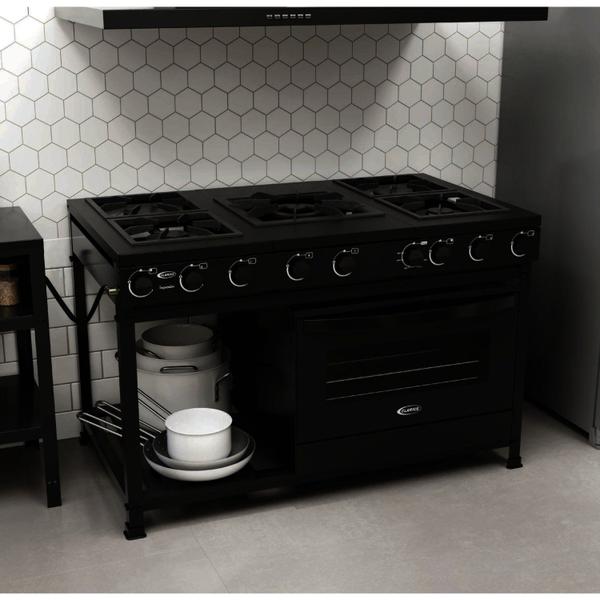 Fogão Semi-industrial 5 Queimadores com Forno 112 - Clarice Eletrodomésticos Imagem de Fogão Semi-industrial 5 Queimadores com Forno 112