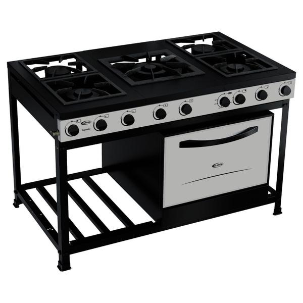 Fogão Semi-industrial 5 Queimadores com Forno 112 - Clarice Eletrodomésticos Imagem de Fogão Semi-industrial 5 Queimadores com Forno 112