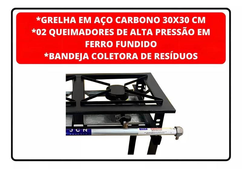 Imagem de Fogão Standard Alta Pressão Industrial 2 Bocas Completo JCN