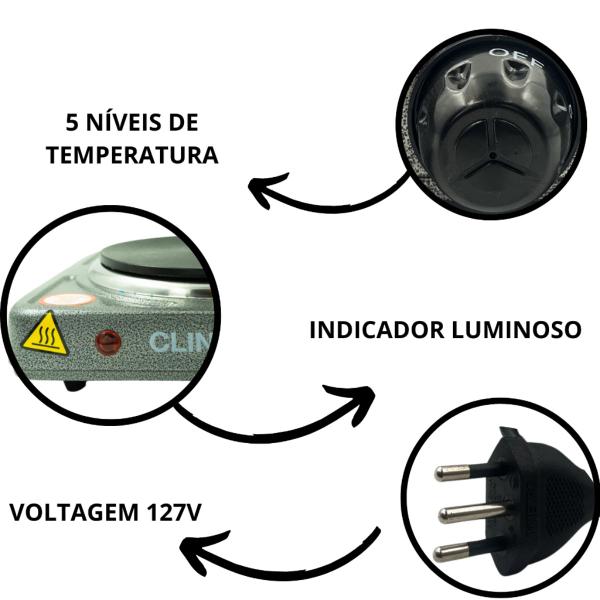 Imagem de Fogãozinho 1 Bocas Fogareiro Cozinha Casa Camping Elétrico