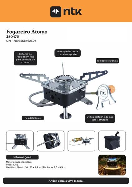 Imagem de Fogareiro Átomo NTK em Aço Inox com Sistema de Regulagem