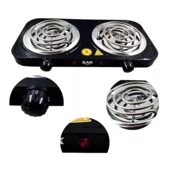 Imagem de Fogareiro Elétrico Bak 110v 2 Bocas Cooktop Portátil 