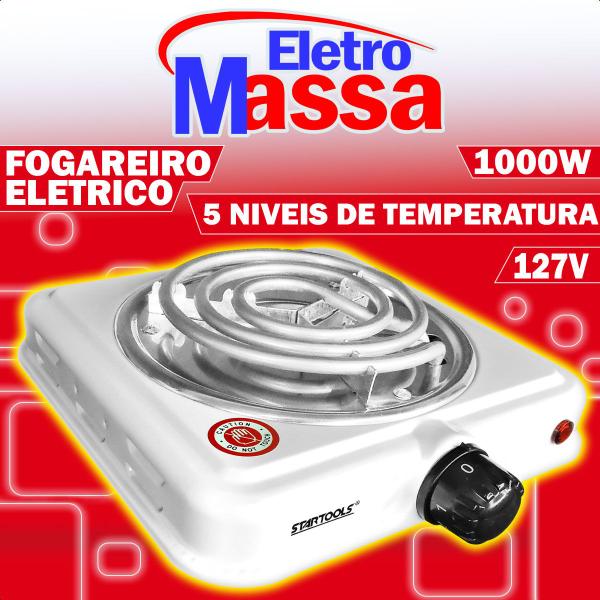 Imagem de Fogareiro Elétrico Uma Boca Potente Com Led Indicador 127V Portátil 1000w Startools Solteiro