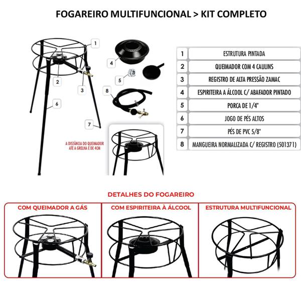 Fogareiro Flex Multifuncional Gás/Álcool Kit Completo Roa Imagem de Fogareiro Flex Multifuncional Gás/Álcool Kit Completo Roa