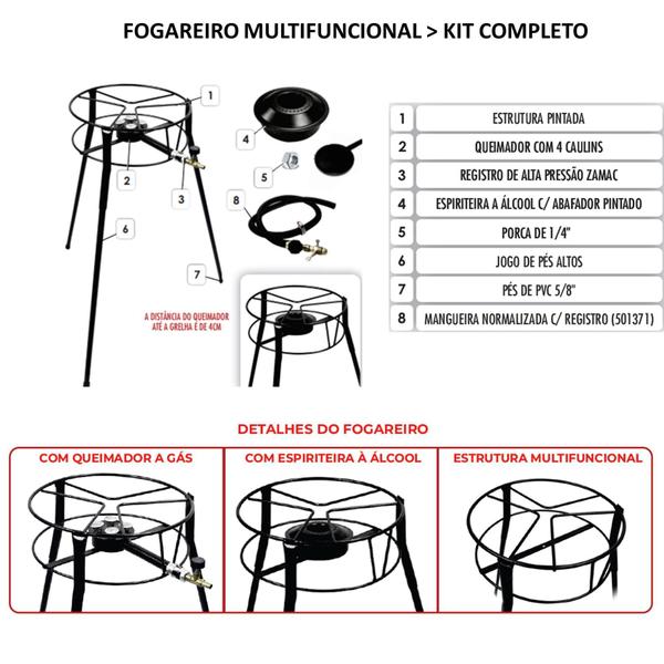 Imagem de Fogareiro Flex Multifuncional Gás/Álcool Kit Completo Roa