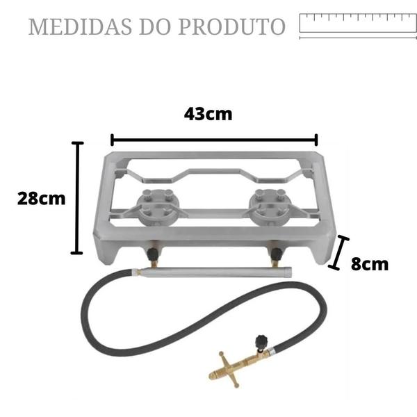 Imagem de Fogareiro fogão gás 2bocas alumínio fundido camping caminhão