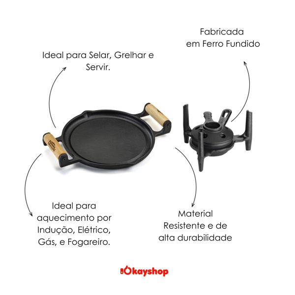 Imagem de Fogareiro Fogo Forte C/Bifeteira Chapa 22,5cm Panela Mineira