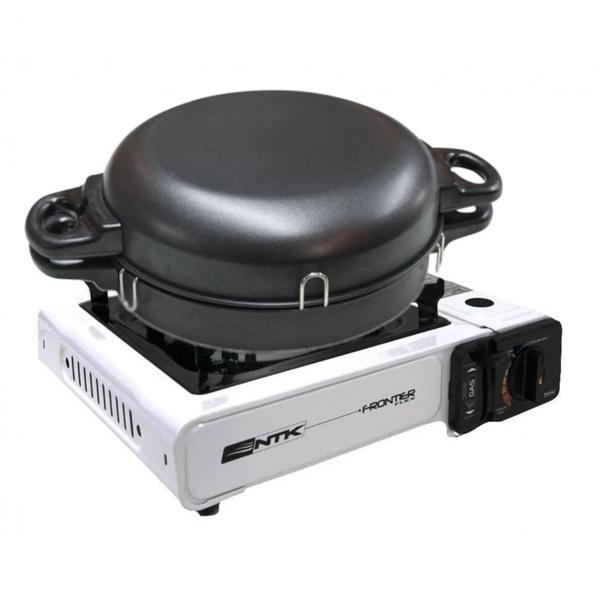 Imagem de Fogareiro Frontier com Ignicao Automatica Branco + Home Grill Portatil com Grelha  Nautika 