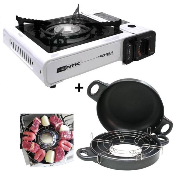 Imagem de Fogareiro Frontier com Ignicao Automatica Branco + Home Grill Portatil com Grelha  Nautika 