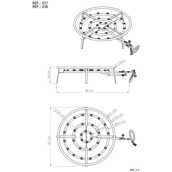 Imagem de Fogareiro p/ Paella 64cm Zincado Papaléguas 037