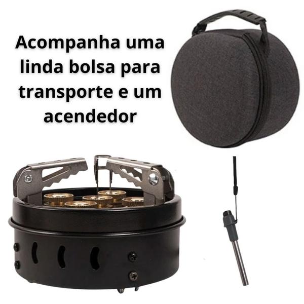 Imagem de Fogareiro Portatil Super Chama com Acendedor e Bolsa com Alca Ntk para Camping e Pesca  Nautika 