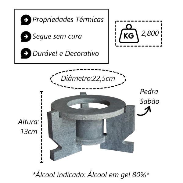 Imagem de Fogareiro Réchaud G E Provolera Redonda 23Cm Pedra Sabão