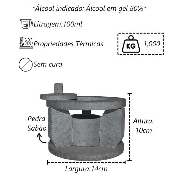 Fogareiro Réchaud P E Caçarola 800Ml Alça Cobre Pedra Sabão - Industria São Jose Imagem de Fogareiro Réchaud P E Caçarola 800Ml Alça Cobre Pedra Sabão