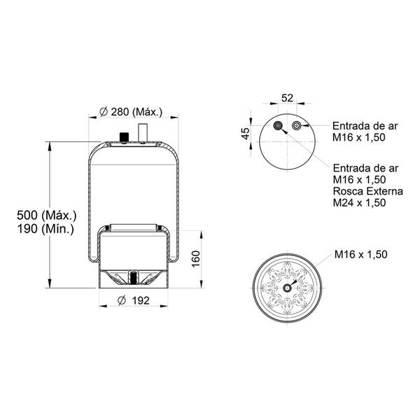 Imagem de Fole Pneumático Susp Eixo c Sensor/Base Actros Import 2 Un