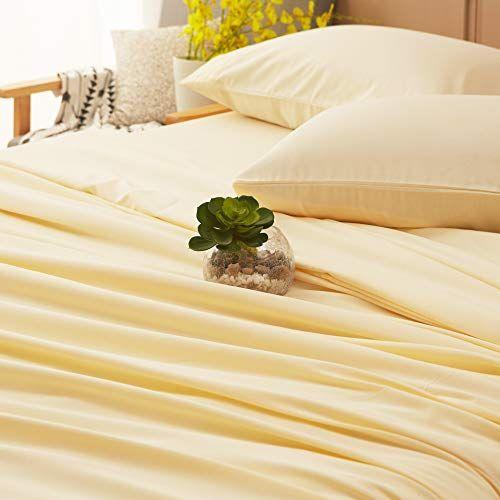 Imagem de Folha de cama Sonoro Kate Conjunto Microfibra Super Macia 1800 Thread Count Luxuosas Folhas Egípcias 18 Polegadas De Bolso Profundo Rugas-4 Peça (Rei Marfim)