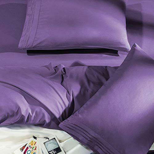 Imagem de Folha de cama SONORO KATE Conjunto Microfibra Super Macia 1800 Thread Count Luxuosas Folhas Egípcias encaixam 18-24 polegadas de bolso profundo colchão rugas-6 peça (roxo, rei)