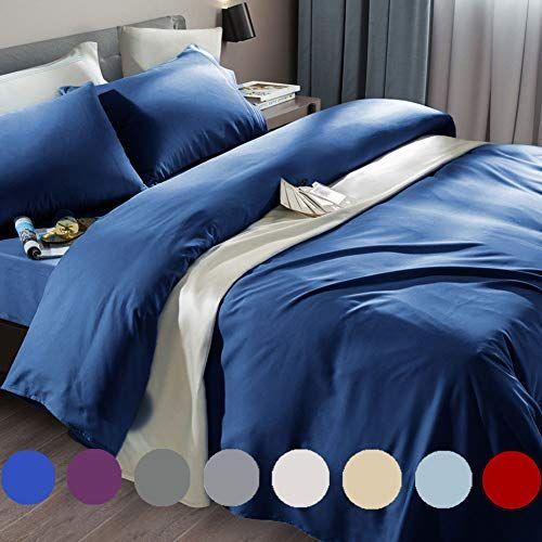 Imagem de Folha de cama SONORO KATE Conjunto Microfibra Super Macia 1800 Thread Count Luxuosas Folhas Egípcias Fit 18 - 24 Polegadas De Bolso Profundo Colchão Rugas-6 Peça (Azul Marinho, Rainha)