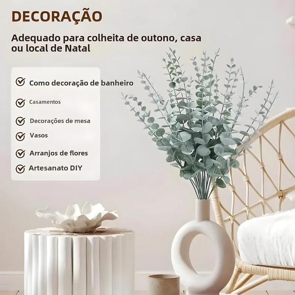 Imagem de Folha De Eucalipto Flor Decoração 24 Peças Folha De Dinheiro De Eucalipto Artificial Para Decoração