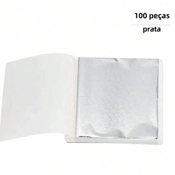 Imagem de Folha De Imitação De Folha De Prata Dourada 100 Folhas Banhadas a Ouro Faça Você Mesmo Papel