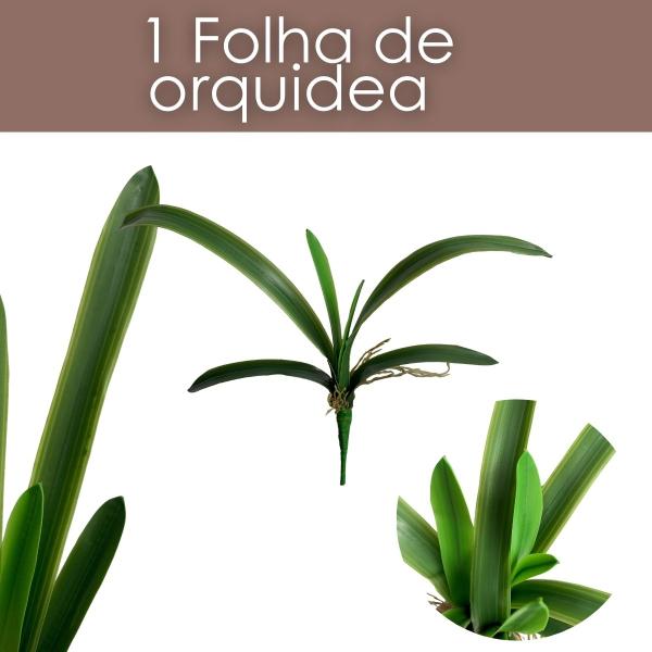 Imagem de Folha de Orquídea Artificial Premium Haste Longa de Silicone Para Decoração de Arranjos - DE3224