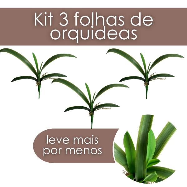 Imagem de Folha de Orquídea Artificial Premium Haste Longa de Silicone Para Decoração de Arranjos - DE3224