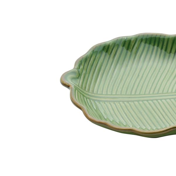 Imagem de Folha Decorativa de Cerâmica Banana Leaf Verde 26,5cm x 20cm x 4cm - Lyor