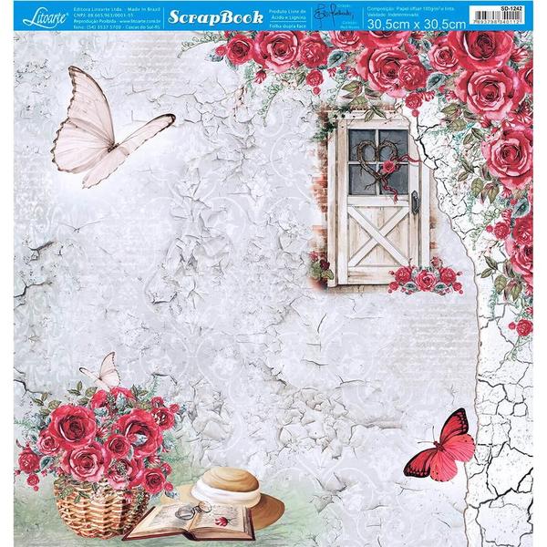 Imagem de Folha para Scrapbook Dupla Face Elôi Fachado - Coleção Red Roses - SD-1242